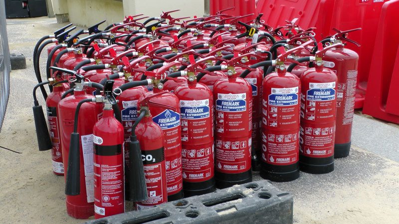 12 fire extinguishers