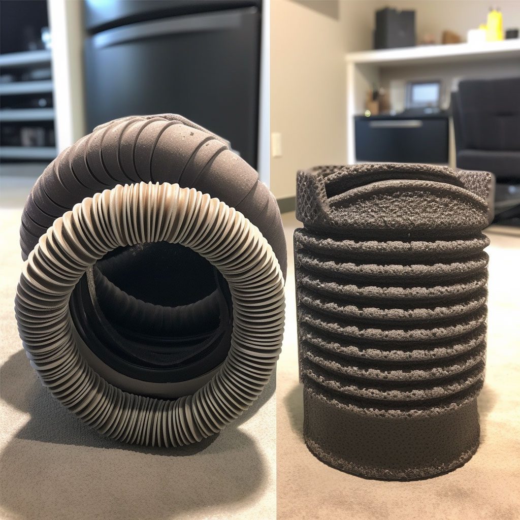 clogged shop vac hose and a dirty filter