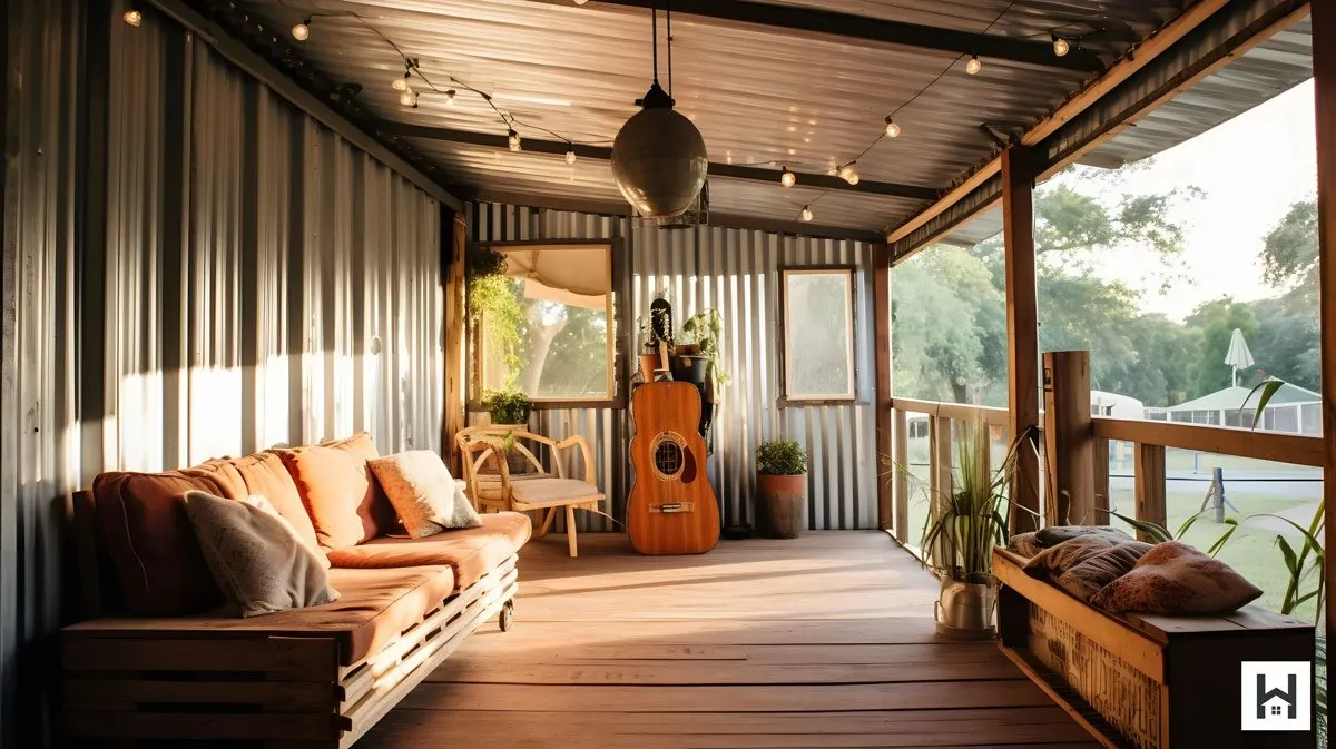 corrugated metal porch ceiling