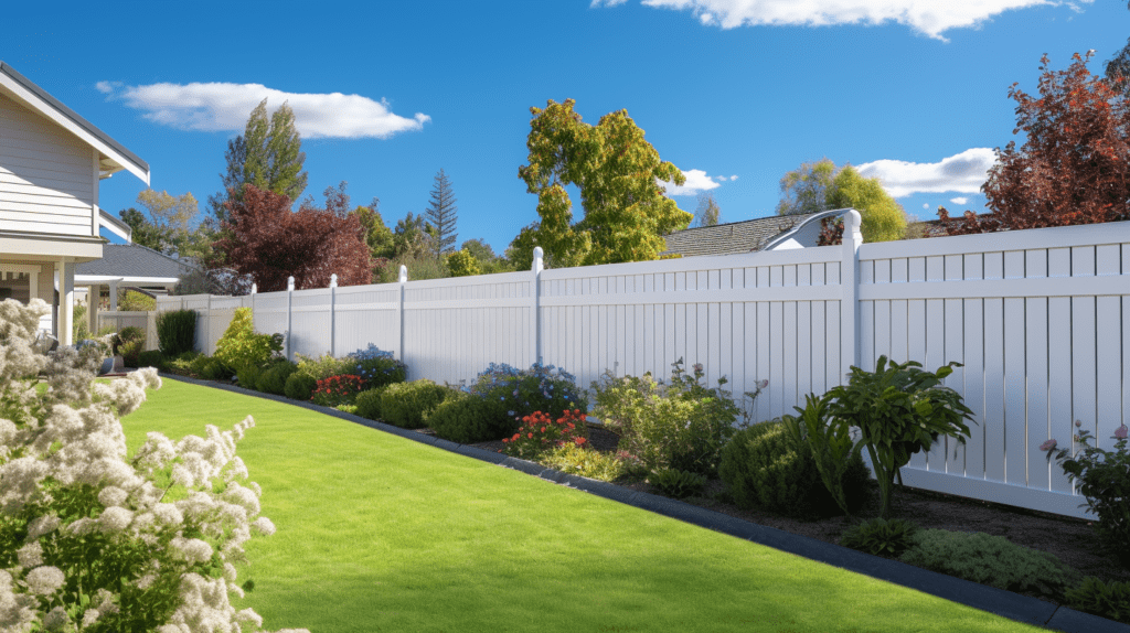 modern backyard with pvc fence