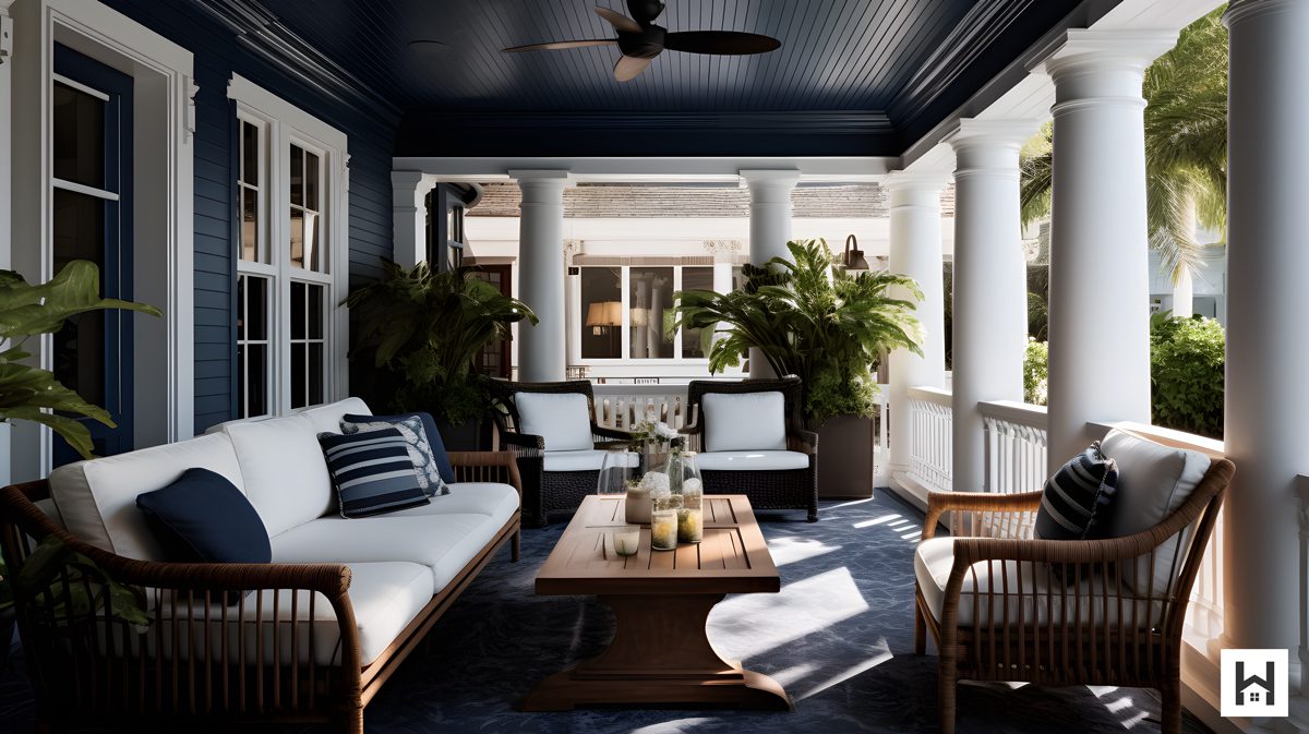 navy blue porch ceiling elegance and depth